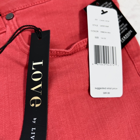 Liverpool Jeans size 16 33 Crop Straight Coral Red High Rise Colored NWT Love - Picture 3 of 7
